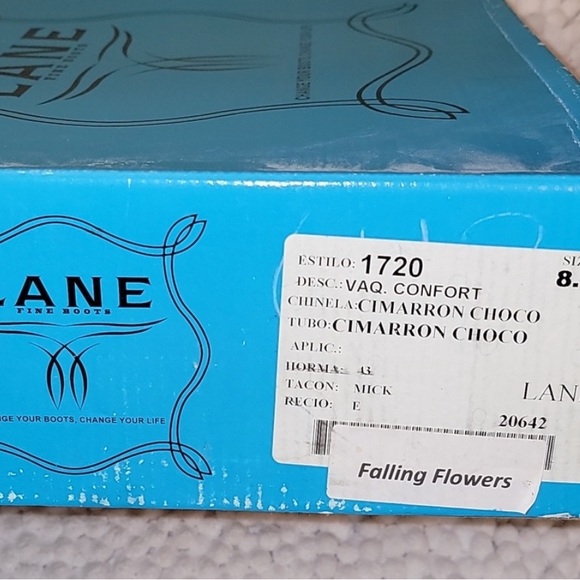 Hand made Lane, Brown Falling Flowers Western Boot - Picture 16 of 16